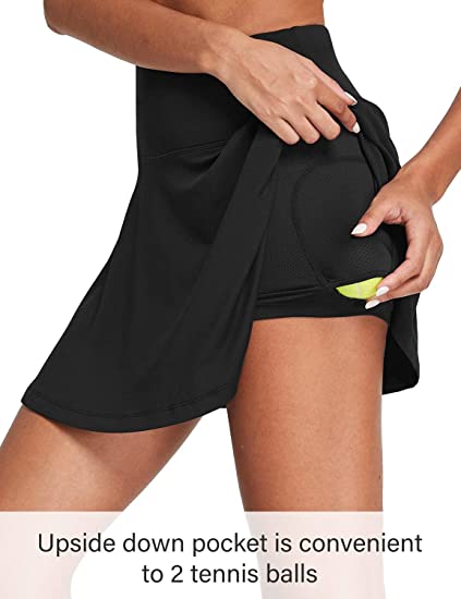 Women Double Layer 2 In 1 High Waisted Tennis Skirt 250gsm With Inside Pockets