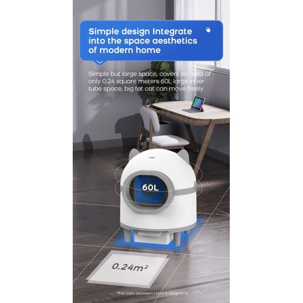 Custom Extra Large Plastic Smart Cat Toilet Litter Box Eco-Friendly Intelligent APP Control Automatic Self-Cleaning Easy Clean