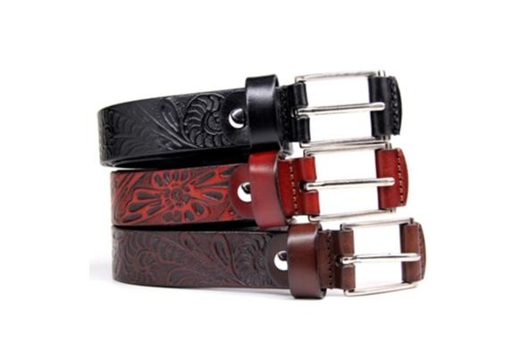 Пояс женщин цветка неподдельной кожи пряжки Пин выбитый