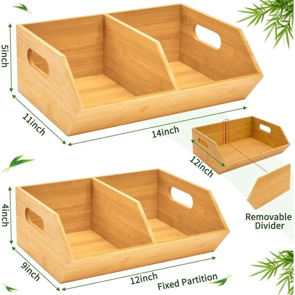 Stocked Versatile Bamboo Storage Bin Kitchen Fruit And Vegetable Organization