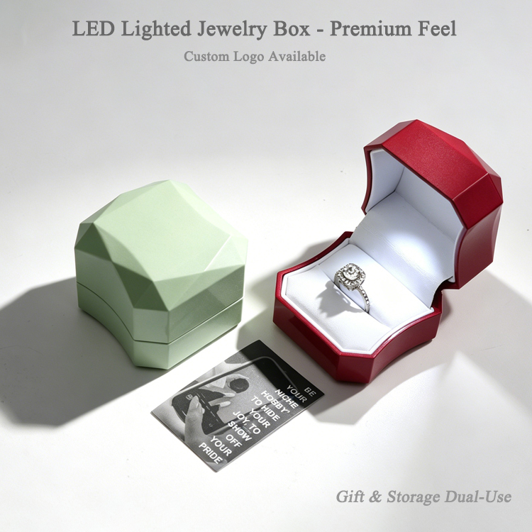 Luxury Faceted Illuminated Engagement Ring Box Multi Color Jewelry Box With Led