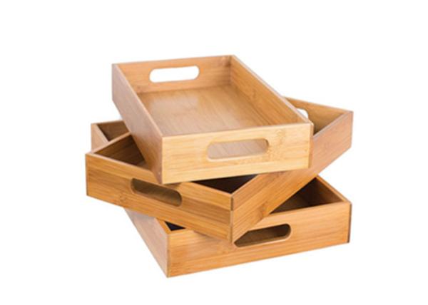 Home 3 pc Bamboo Breakfast Bed Trays (Squared) | Cut Out Handles | Set of 3pcs Bamboo Serving Tray
