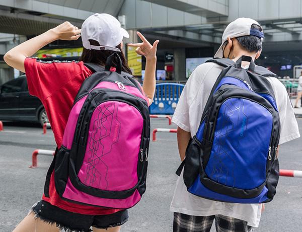 Personality large capacity student backpack fashion zipper computer pocket backpack soft geometric pattern backpack