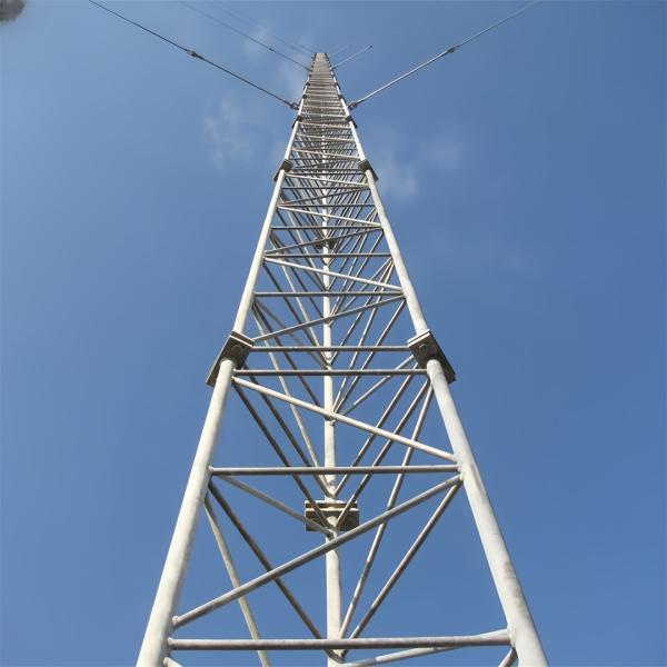 Cell Site Signal Transmission Triangle Steel Guyed Pole Tower Guyed Communication Tower