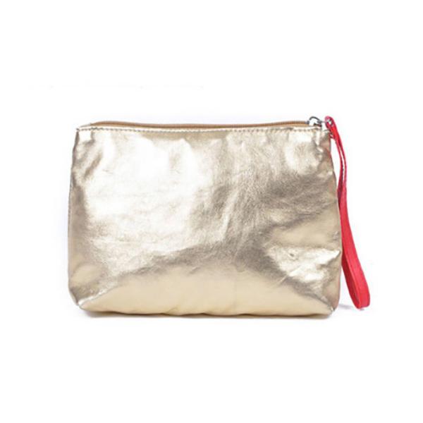 Shiny Gold Metallic Makeup Toiletry Bag Washable washable kraft paper Cosmetic Bag With Handle