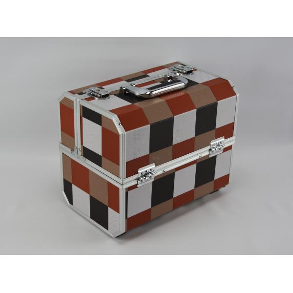 PU Leather Aluminum Cosmetic Case Two Locks And One Handle Size 300 * 220 * 245mm