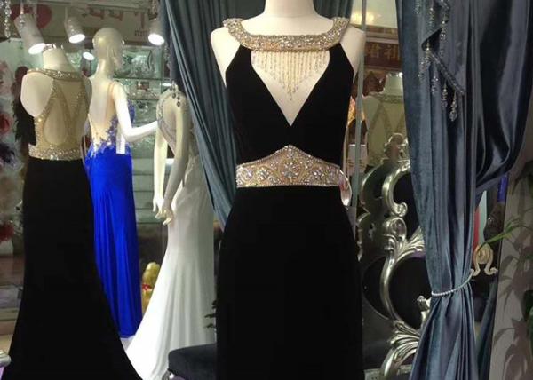 Luxury Mermaid Style Prom Dress , Small Tail Sleeveless Ball Gown Top Hollow