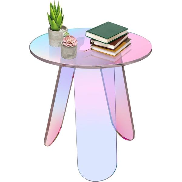 Nordic Colorful Rainbow Custom Acrylic Furniture Acrylic Side Table Round Coffee Table