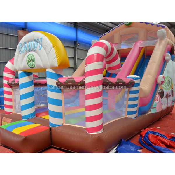 Indoor 26ft 2-lane Commercial PVC Candy Inflatable Bounce House with Arched Door and Blower