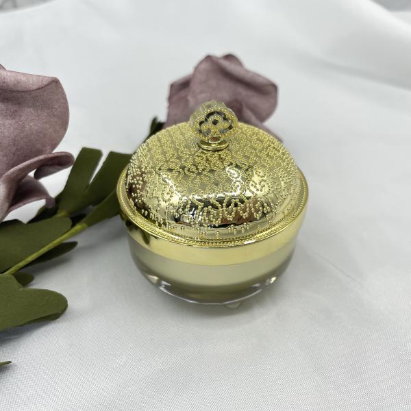 La ronda poner crema de lujo del tarro 5g 15g de los envases cosméticos de oro del plástico transparente metalizó