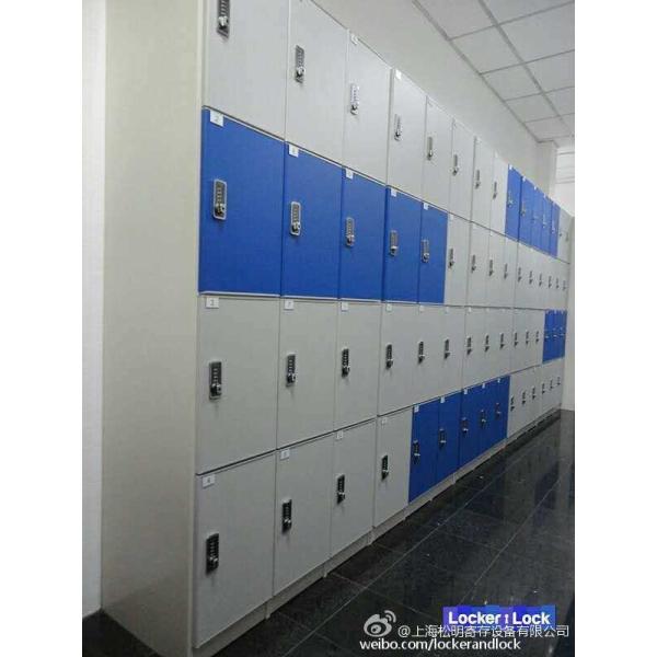 4 Tier Gray Blue / Yellow Door Small School Lockers Lightweight With E -  Lock