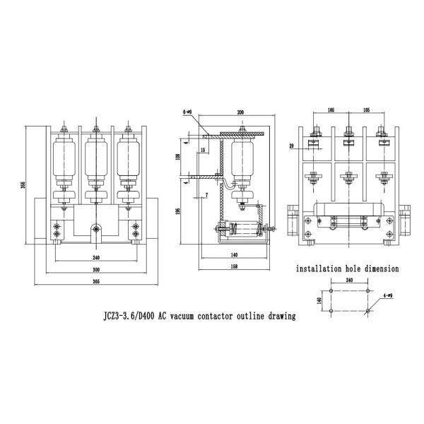 JCZ3-3.6/D400-4 voltage contactor switch contactors mechanical hold vacuum contactor