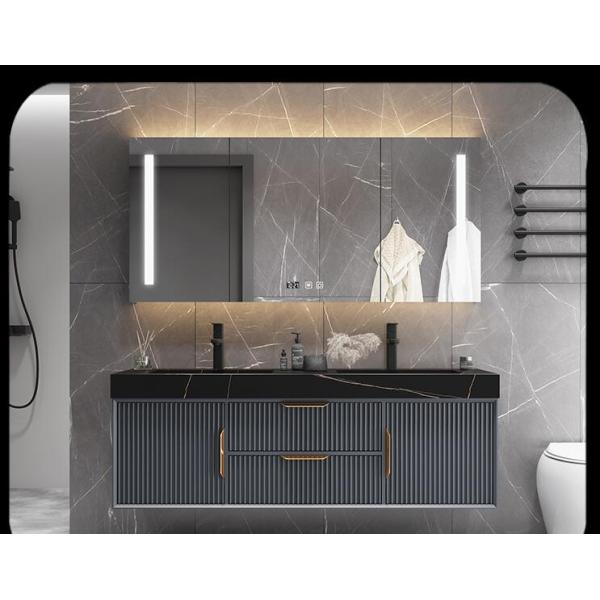 SGS Black Solid Wood Washing Machine Cabinet 96Inch Bathroom Vanity