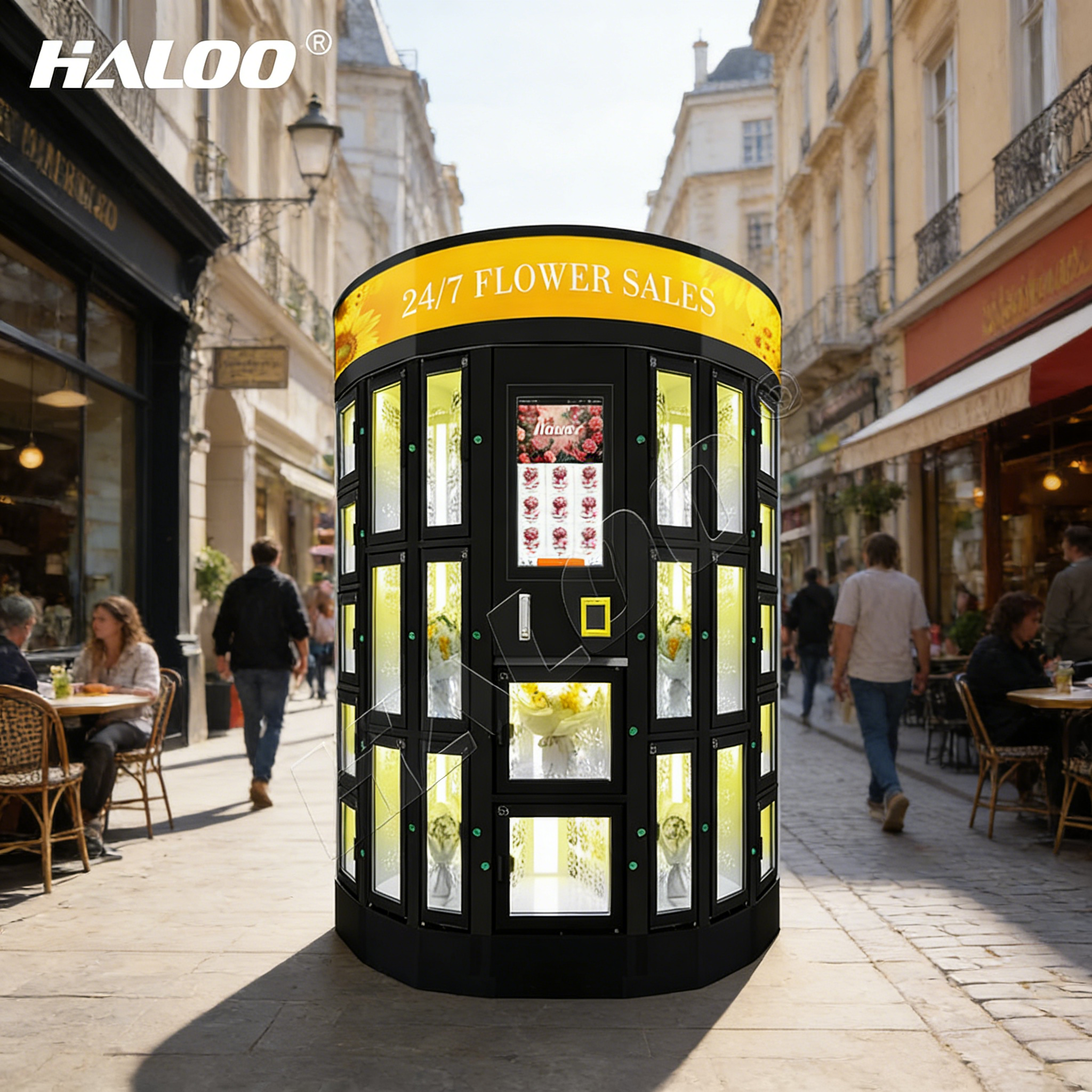 Haloo flower vending machine with thickened metal plate for durability comes with SDK function and refrigeration system