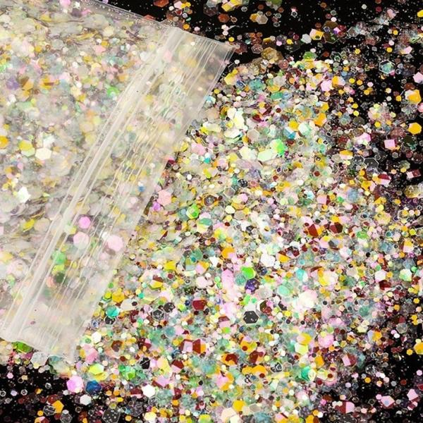 Solvent Resistant Plastic Craft Glitter Chunky Spring Glitter for Resin Art Nail Body Face Eye Makeup Made in Europe