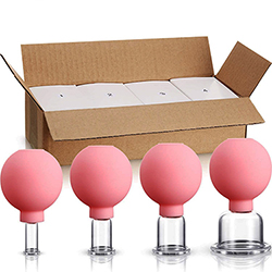 Pink Glass Jars Vacuum Massager Cup Rubber Massage Body Guasha Suction Cups Slimming Anti Cellulite Cans Set