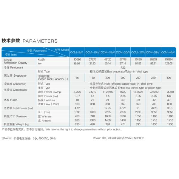 Plastic Water Cooled Cooling Machine Water Industrial Chiller OCM-30W for mold chilling