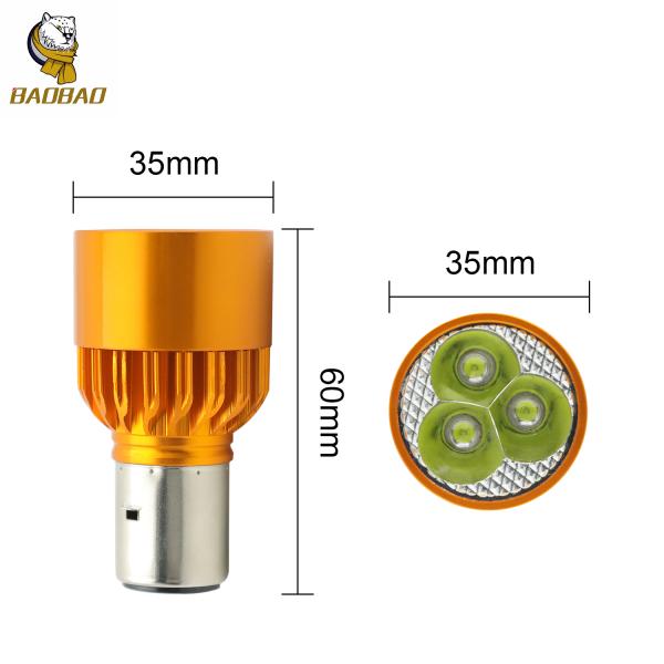 BA20D 12V Golden Casing 3 Beam H4 LED Headlight Bulb Motorcycle