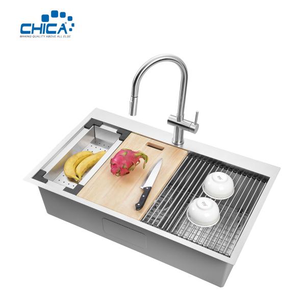 30x22x10cm Hot Sale Single Bowl Handmade House Kitchen Sinks Cheap Stainless Steel Kitchen Sinks With Faucet