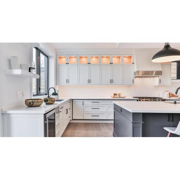 Top Veneer and Bottom Lacquer Finished Kitchen Cabinet Set for Custom Kitchens Furniture