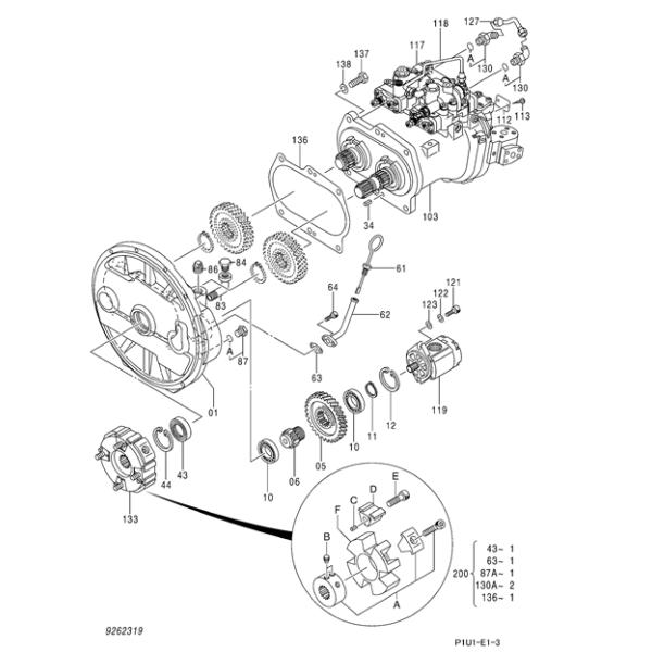 EX200 Excavator Hitachi Hydraulic Pump 9262319 9262320 HPV 102 hydraulic pump
