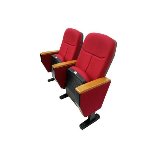 Writing Pad Church Auditorium Chairs 100% Acrylic Fabric Folding Seat Solid Wood Armrest