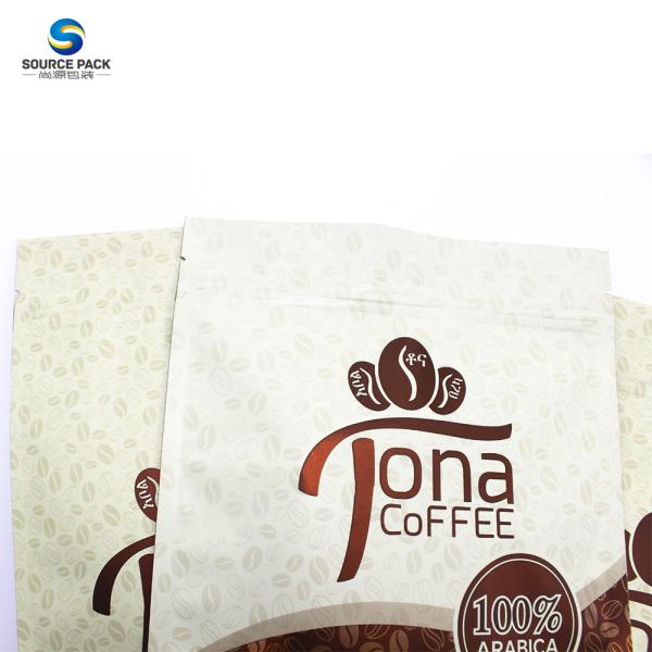 Stand Up Coffee Storage Bag Custom Printed Packaging Zipper Pouch