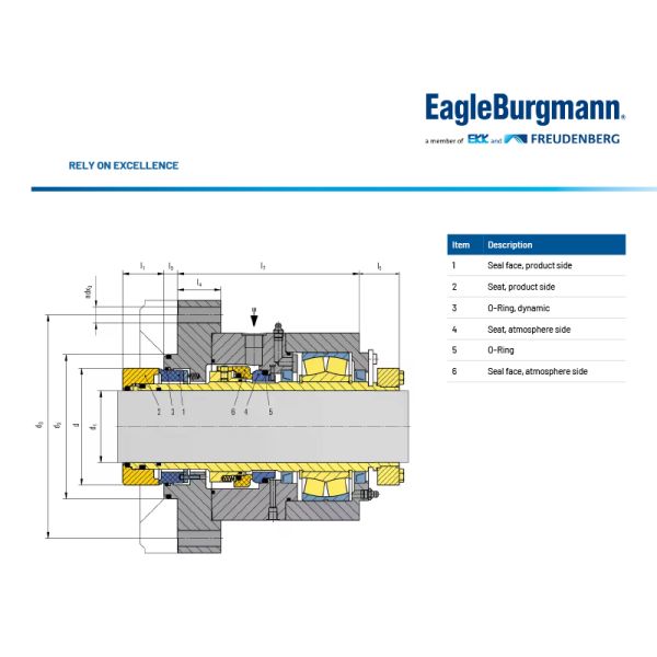 EagleBurgmann SeccoMix R Reaction Kettle Cartridge Mechanical Seal for Agitators