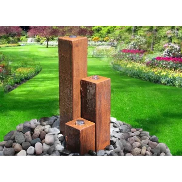 Contemporary Corten Steel Water Feature Column Garden Decoration