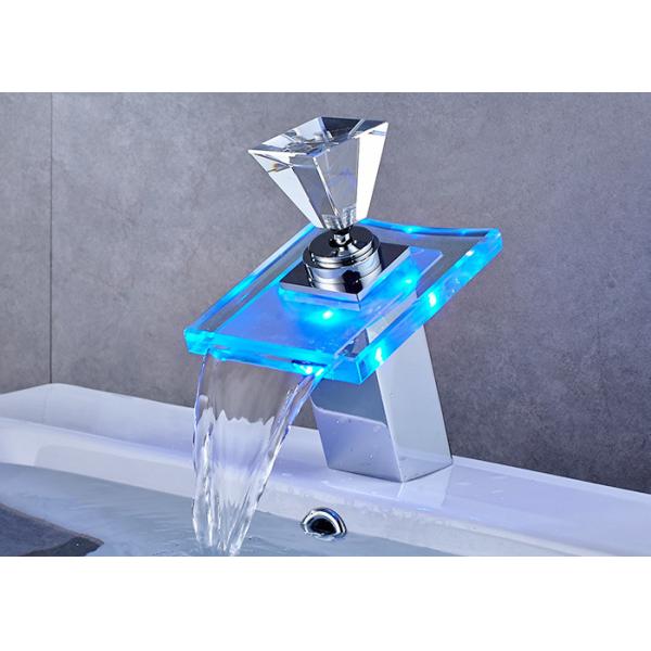 ROVATE LED Waterfall Faucet Desk Mounted Temperature Control Water Faucet