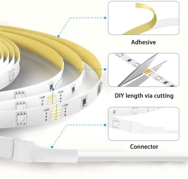 Dreamcolor Strip Lights RGBIC Smart Light Strip Romote Control LED Tape Light Rope Light Outdoor Indoor