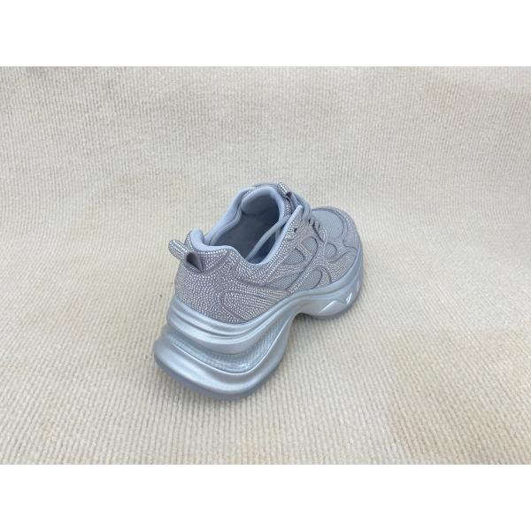 Women fashion walking shoes with bling rhinestone breathable upper grey