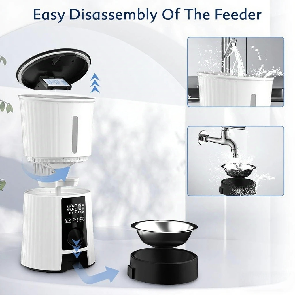 Smart Automatic Stainless Steel & Plastic Eco-Friendly Pet Food Dispenser for Dogs Remote Control Timed Dog Food Feeder