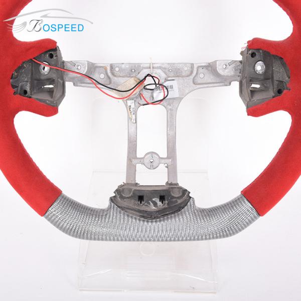 350mm Red Leather Silver Cadillac Steering Wheel Carbon Fiber Sports Car Stripe
