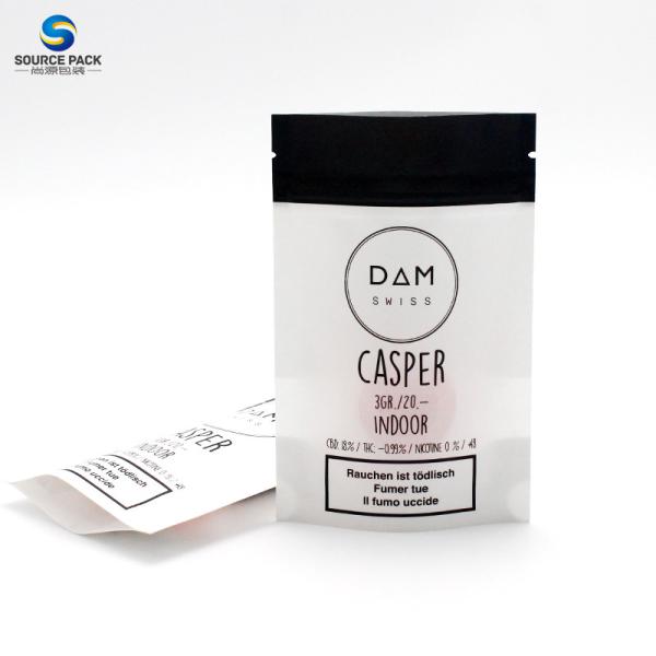 White Kraft Paper Weed Packaging Bag Stand Up Pouch Zipper With Window