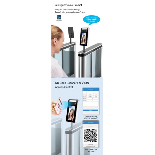 Waterproof AI Dynamic Face Recognition Terminal with RFID Card Recognition Free Software Mobile APP