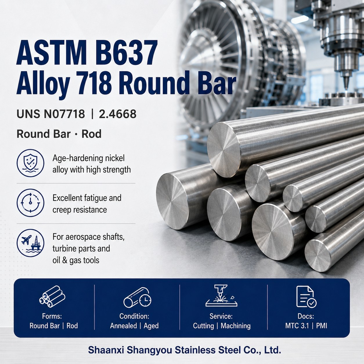 ASTM B637 Alloy 718 Round Bar | UNS N07718 | Inconel 718