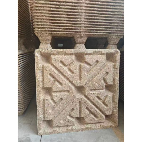 Durable compressed wood pallets with expansion rate below 5 percent suitable for long distance transportation and internal
