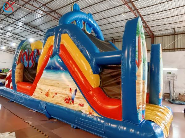 Custom Blue Duck Themed Castle Jungle Bounce House For Kids