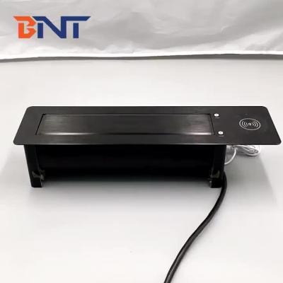 Built in wireless charger motorized rotate table socket with EU power plug