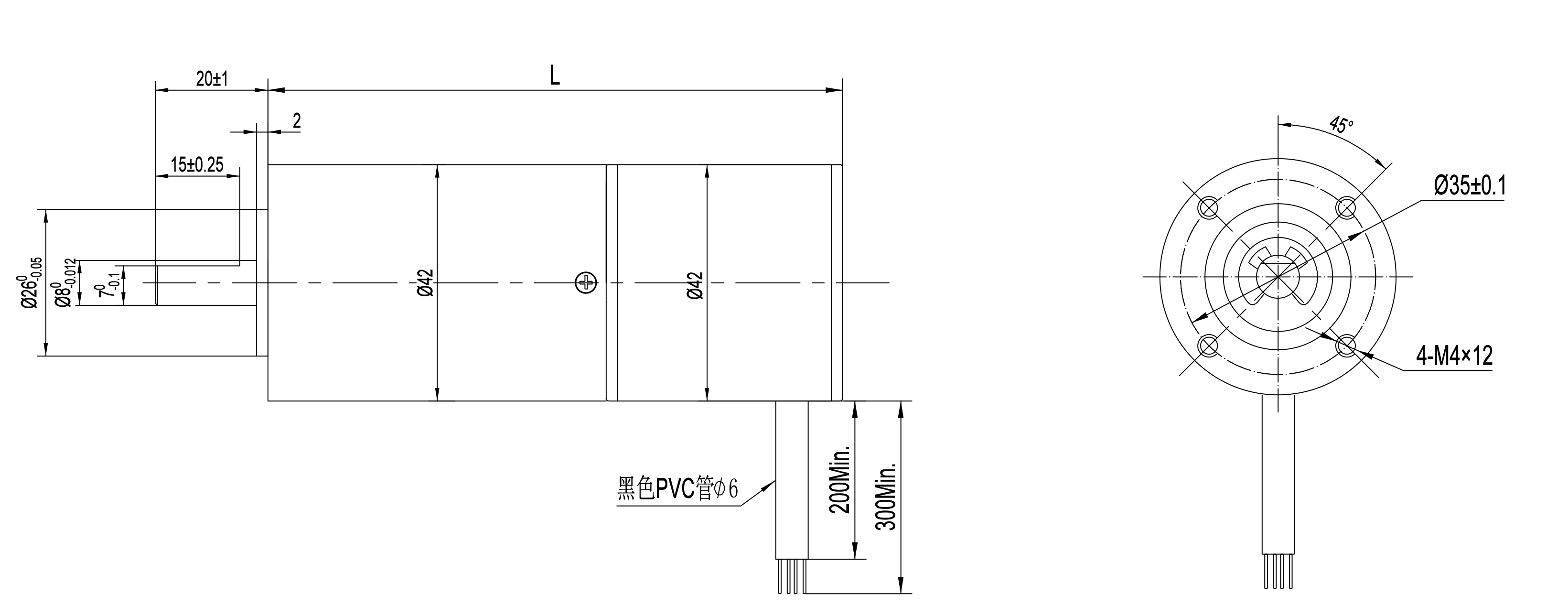 Мотор Dc 24V Nema 17 42MM безщеточный с серией коробки передач 42BLY203 для газонокосилки