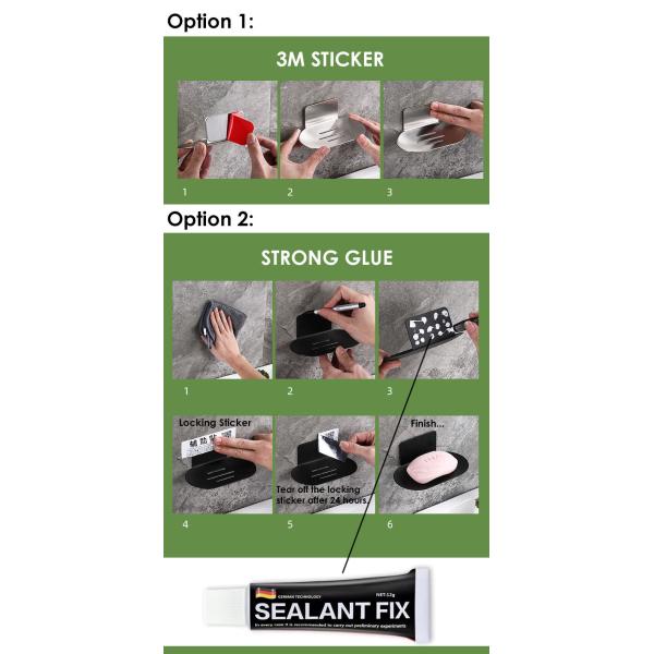 SUS304 Wall Mounted Bathroom Rack Set 6 PCS Matte Black color