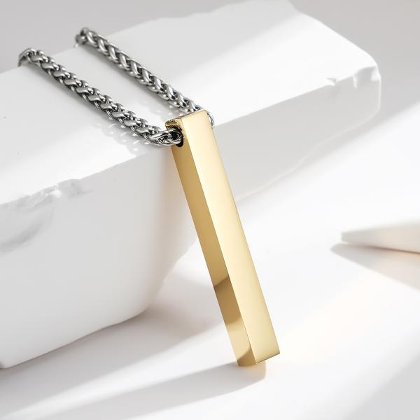 Fashion Jewelry Men's Cuboid Stainless Steel Necklace Stainless Steel Cross Pendant Chain Necklace for Men Women 22-24 Inches