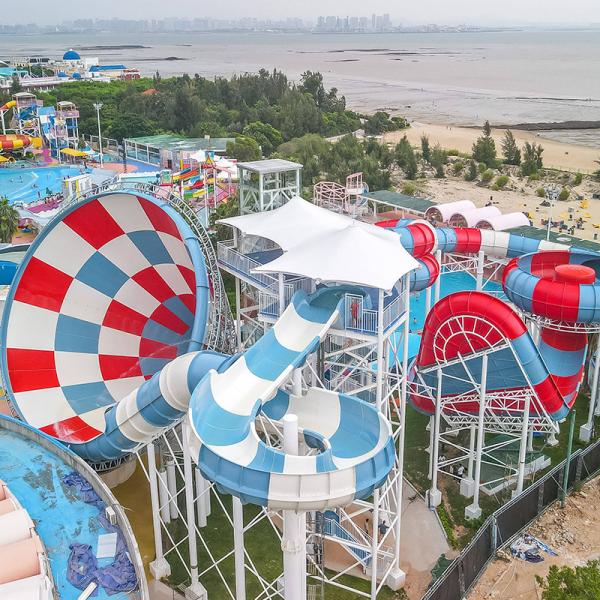 Fabulous Fun Storm Rider Slide Fiberglass Water Park Funnel Typhoon Water Slide