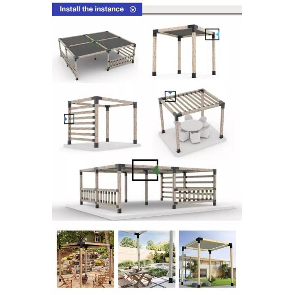 Базовый комплект перголы для балкона с тяжелодействующими стальными скобками калибра 14 и деревянной стойкой