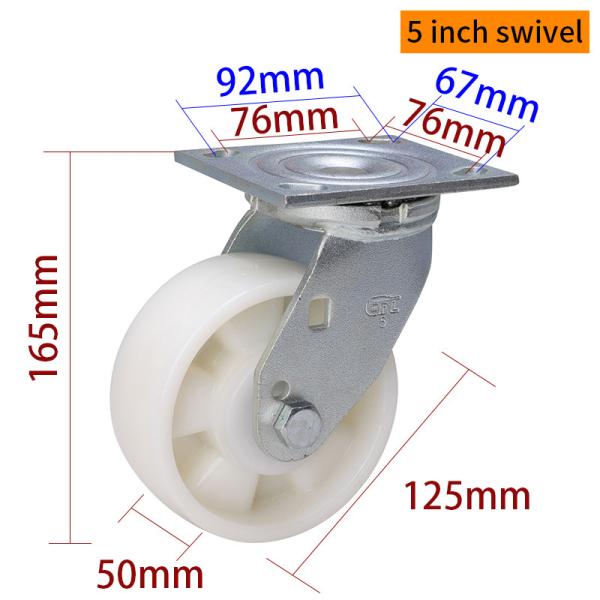 5 Inch Heavy Duty Casters 400kg Load Industrial Castor Wheels 125mm
