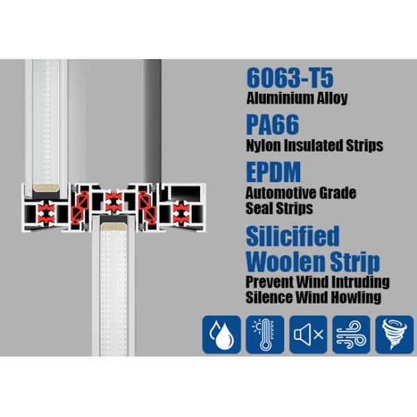 Narrow Frame  Silent Aluminium Sliding Window Thermal Insulation Hidden Tracks