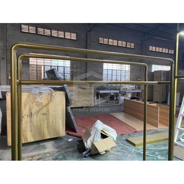 201/304 Steel Electroplated Clothing Shop Display Furniture Racks T5 Lighting