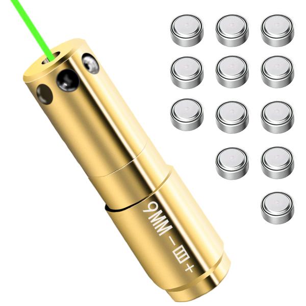 Laser furado de bronze Boresighter do verde 520nm da vista 9mm com 12 baterias