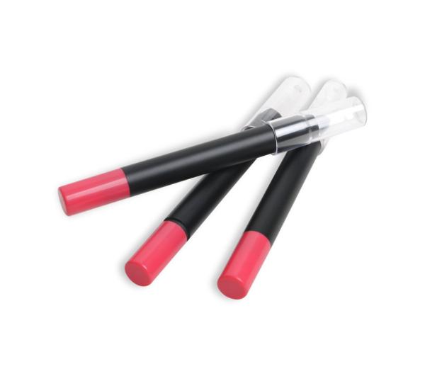 Tubos de lápis de plástico transparente com escova de brilho labial para embalagens cosméticas
